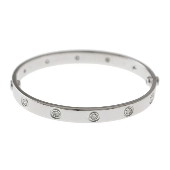 Cartier Bangle 10P Diamonds 18K White Togo Old Diamonds